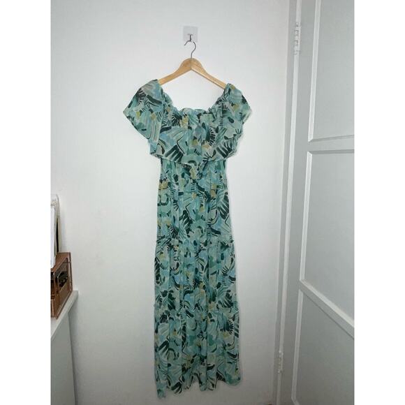 NWT Rabbit Rabbit Rabbit Design Women Off the Shoulder Green Dress Sz 6 MSRP$89 - Picture 3 of 5